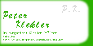 peter klekler business card